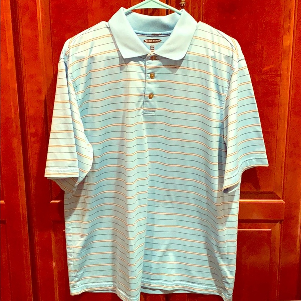 Men’s Pebble Beach Performance Striped Golf Shirt
